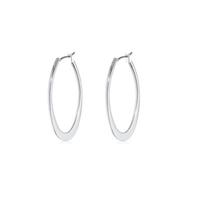 Silver tone large oval hoop earrings